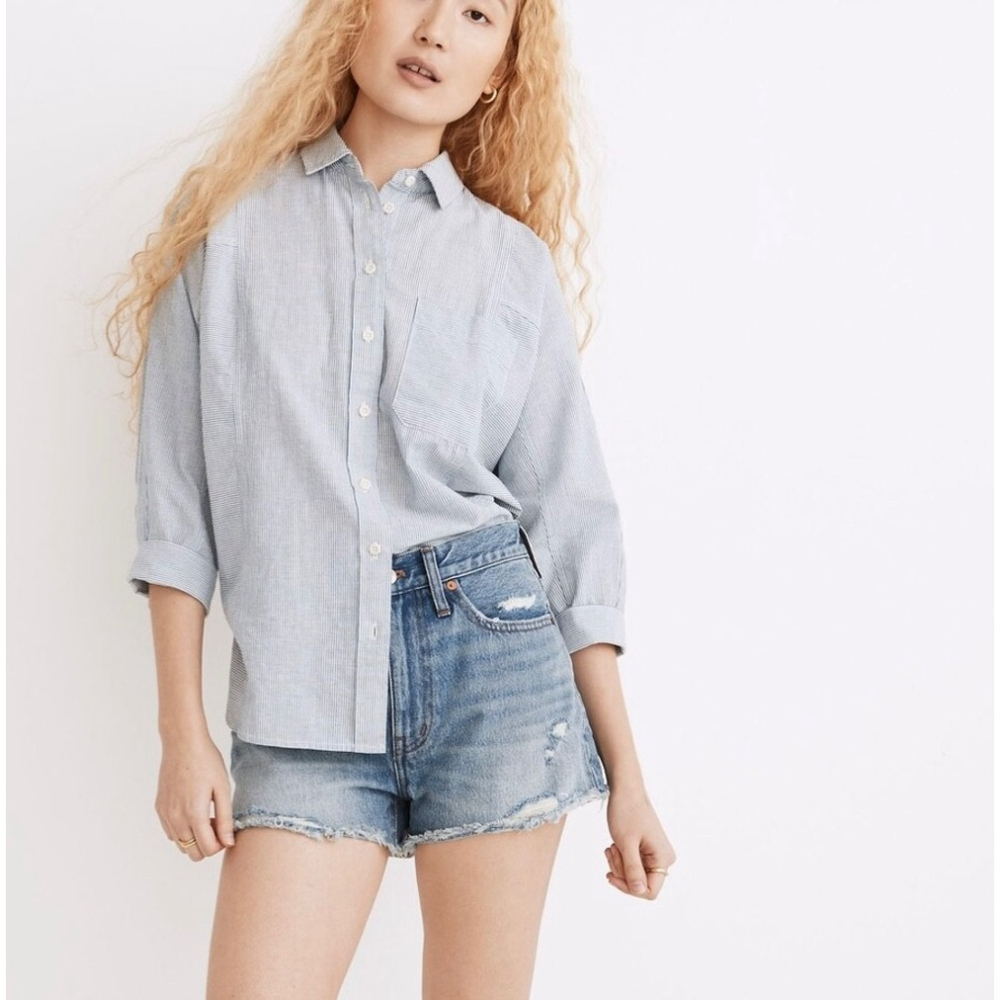 Madewell Relaxed Denim Jean Shorts Raw Hem Renfield Wash Size 30 NWT